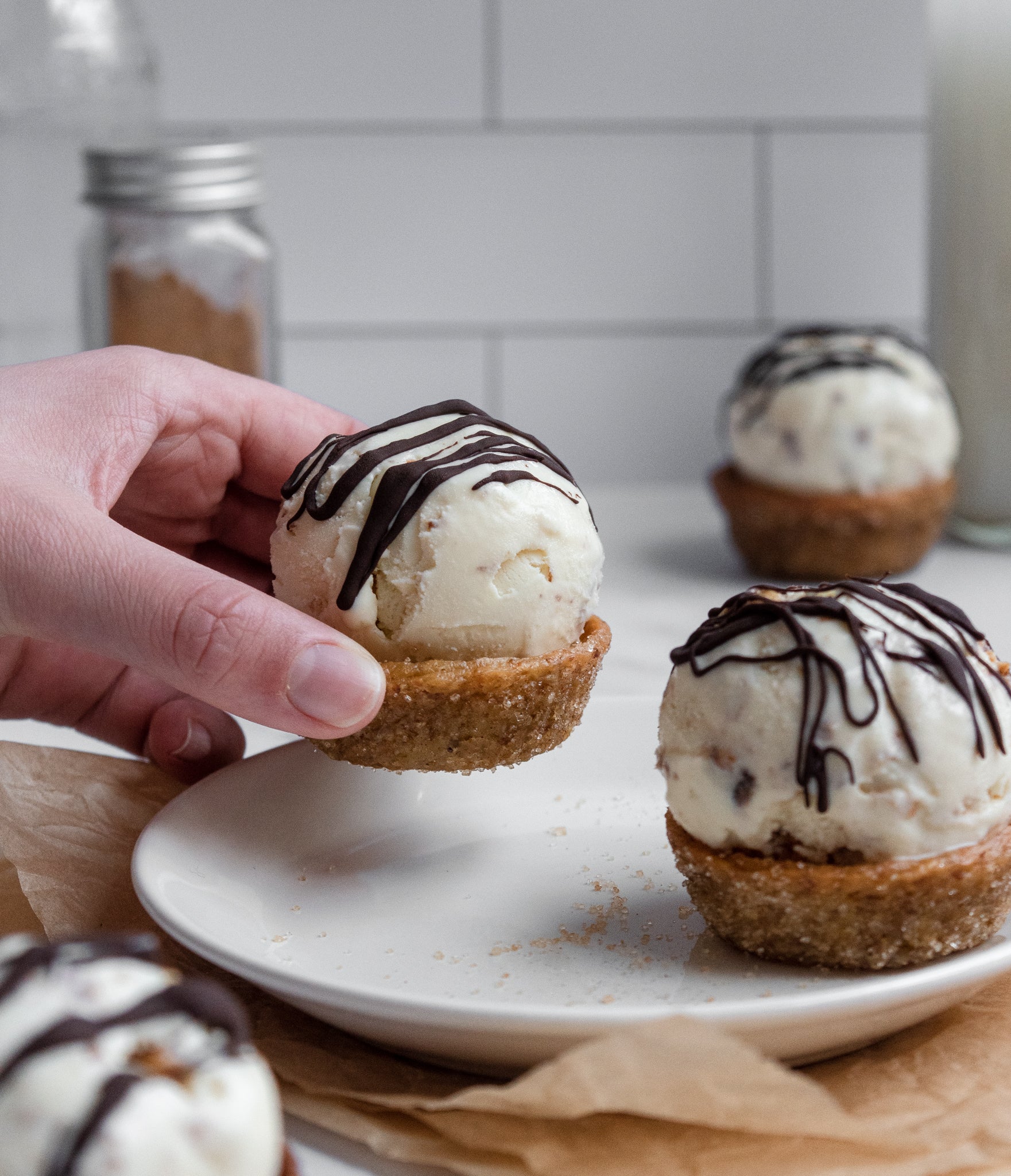 Churro ice cream tarts