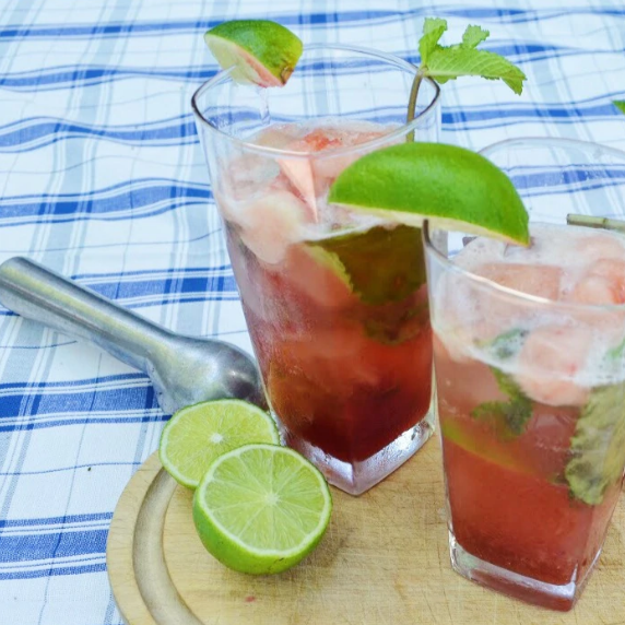 Strawberry Rhubarb Mojitos