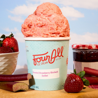 Roasted Strawberry Rhubarb Sorbet