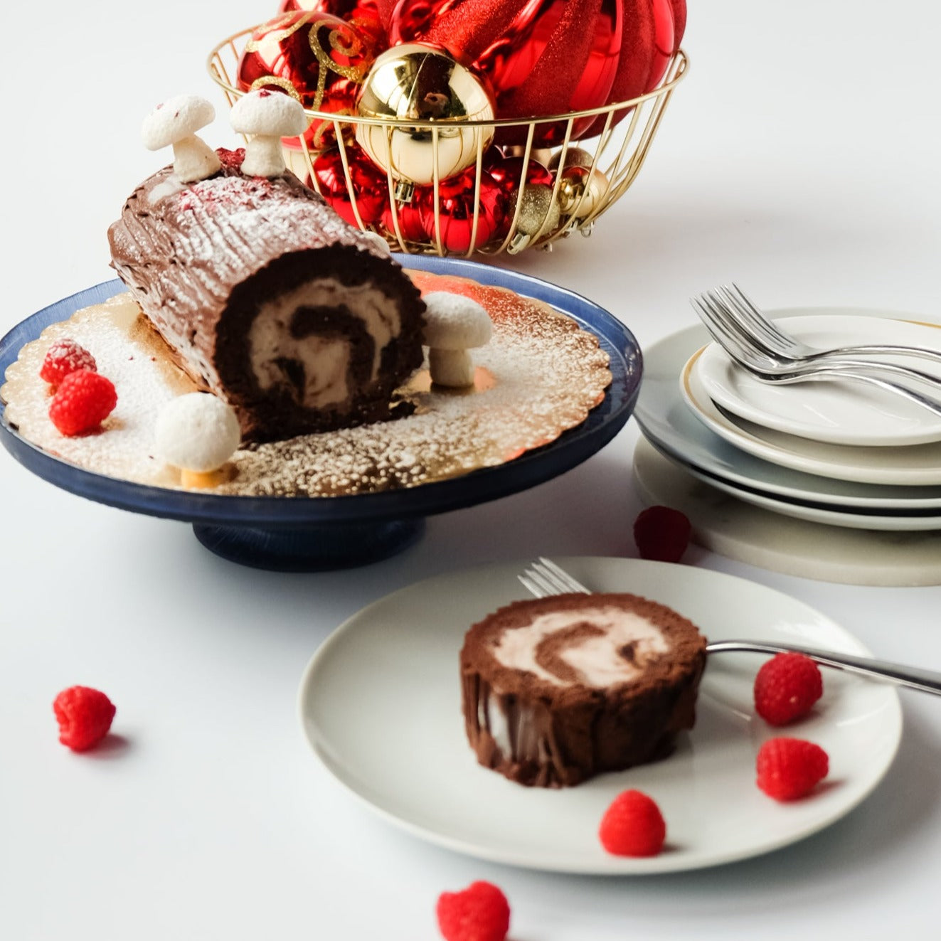 Raspberry Chocolate Ice Cream Yule Log