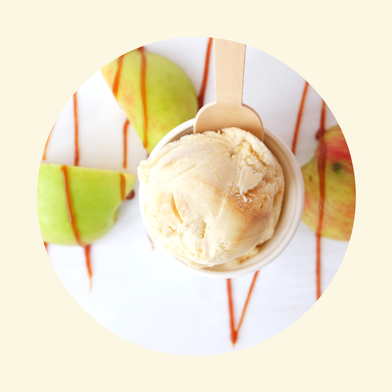 Tasty combo of apple cinnamon ice cream and caramel swirls