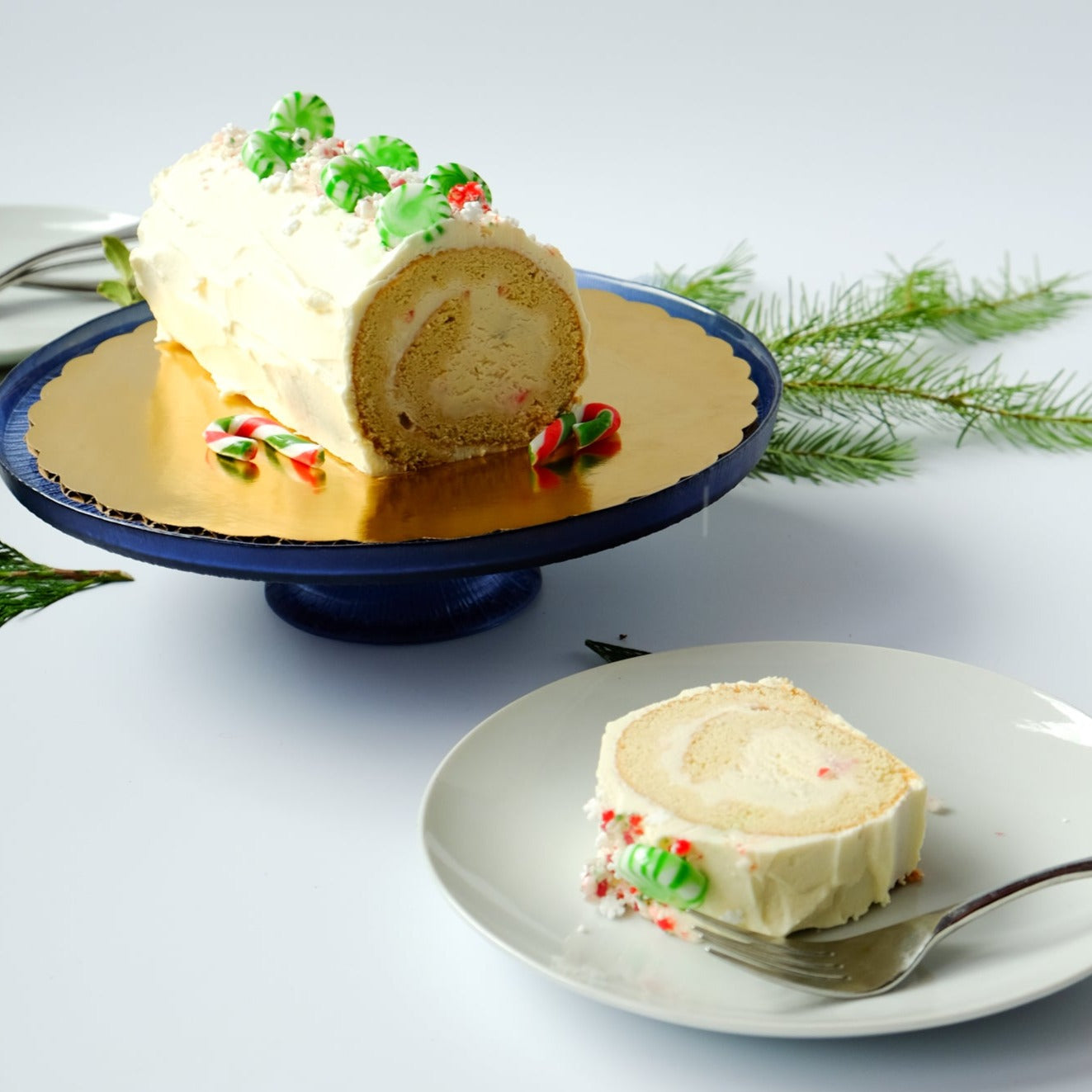 White Chocolate Candy Cane Ice Cream Yule Log