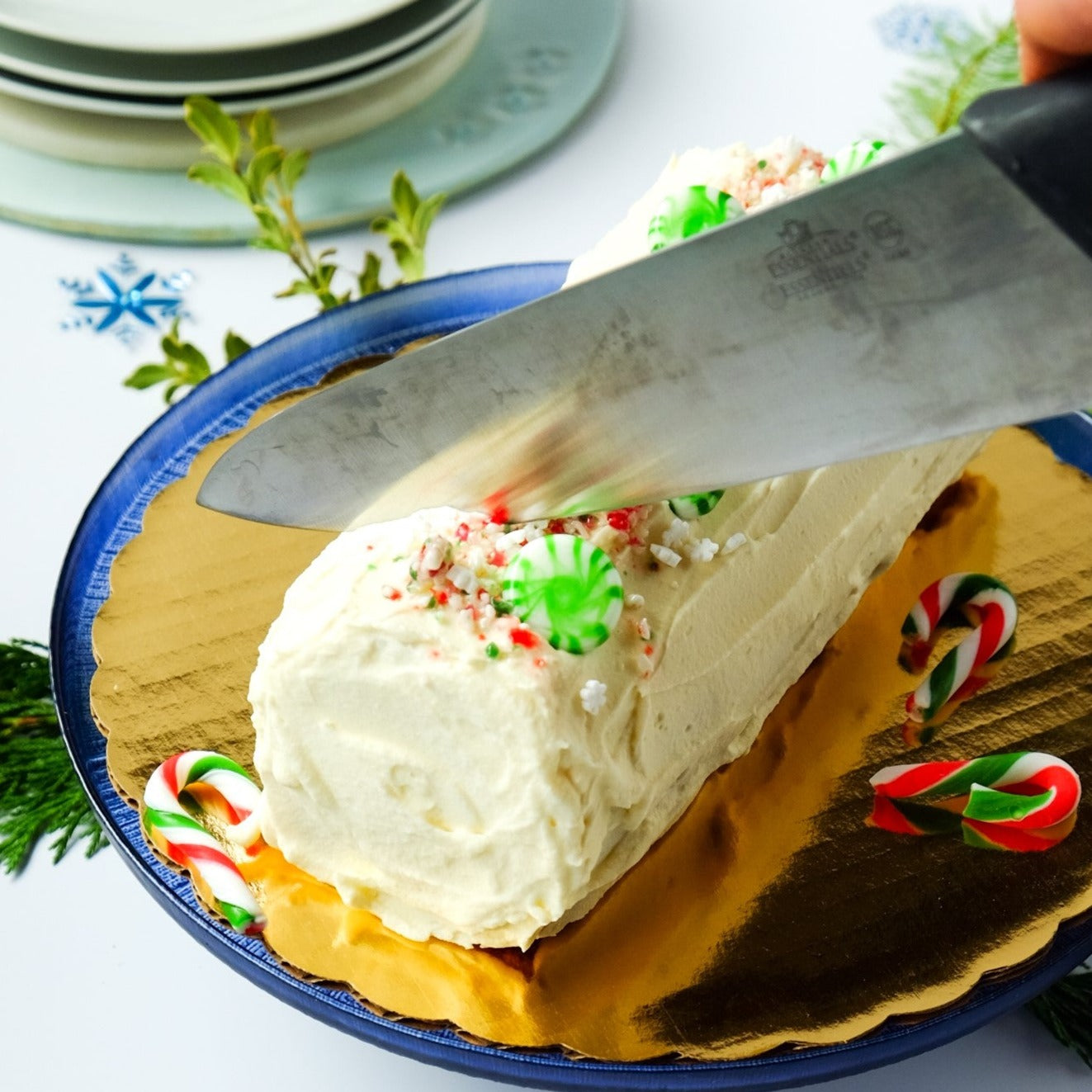 White Chocolate Candy Cane Ice Cream Yule Log